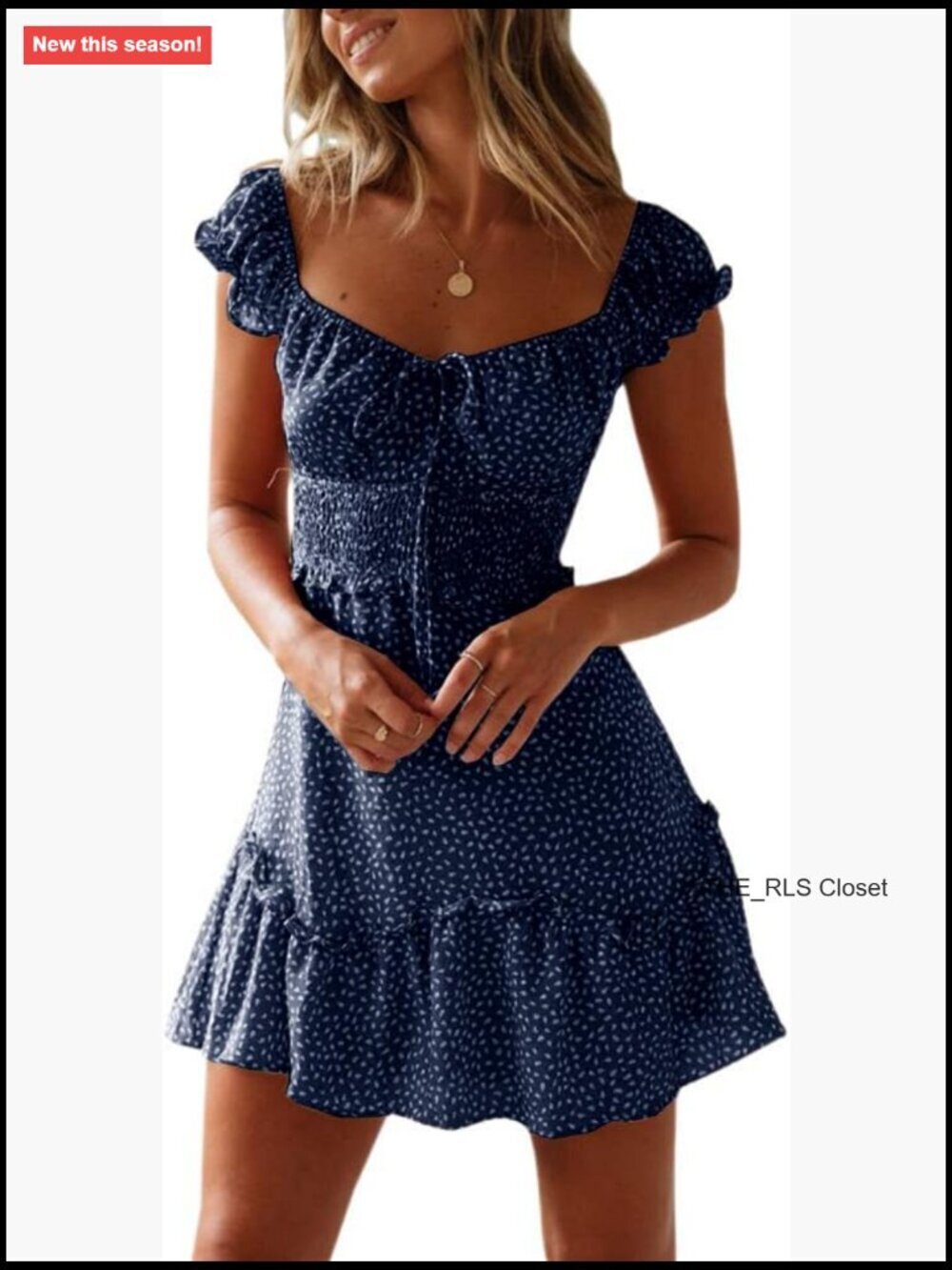 Summer Ruffle Sleeve Sweetheart Neckline Mini Dress Polyester